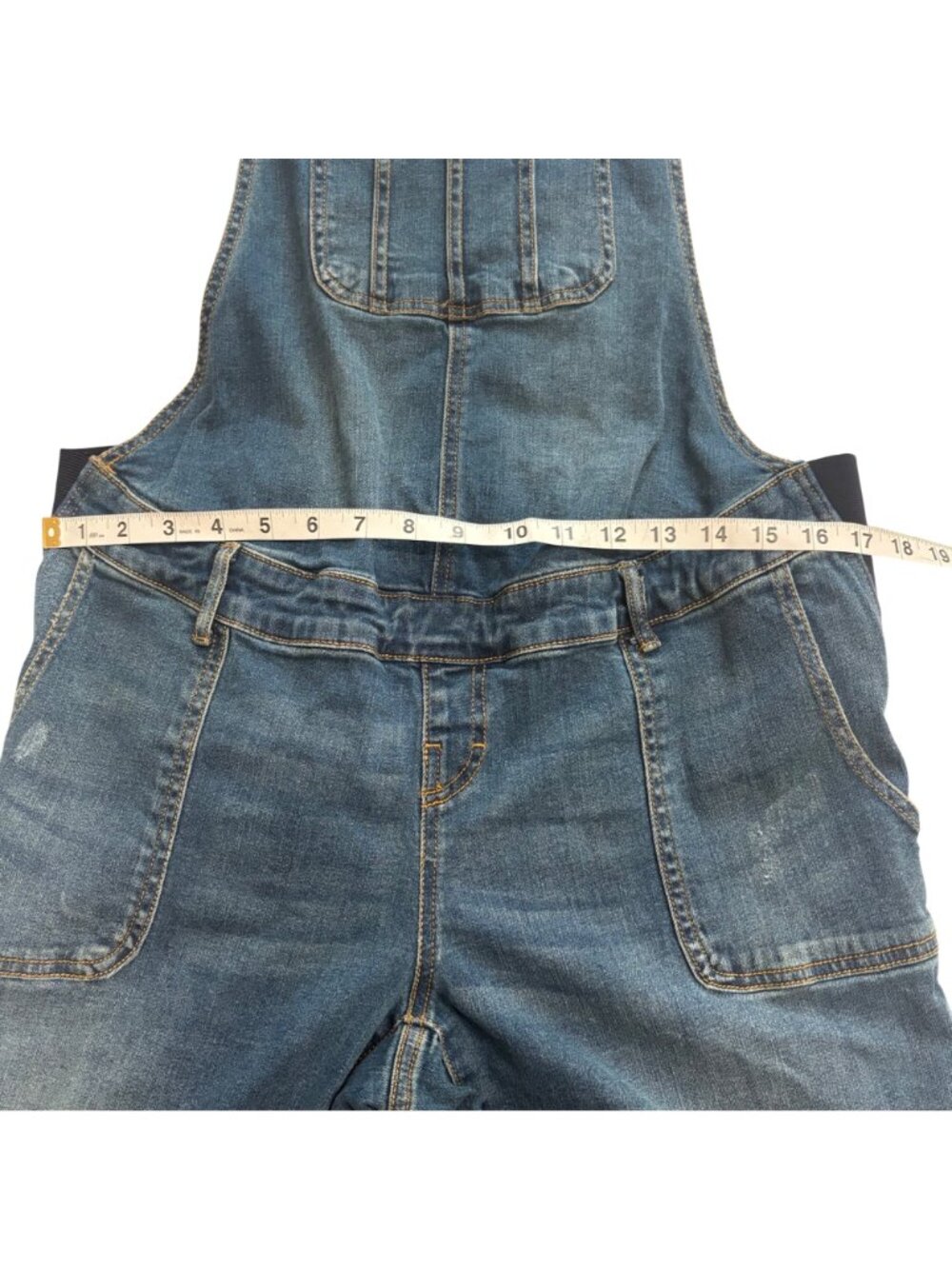Indigo Blue 90's Style Distressed Navy Denim Y2K Dungarees Streetwear Overalls L - Picture 9 of 14